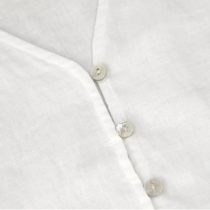 Duttini | Fitted V-Neck Linen Blouse for Women