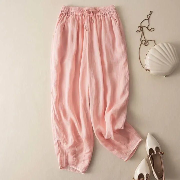 Duttini | Linen Pants for Women in White, Relaxed Fit