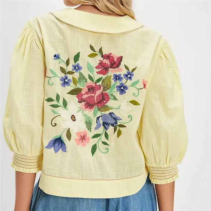 Duttini | Floral Embroidered Crop Blouse for Women