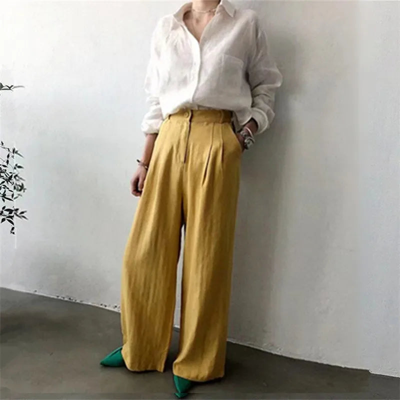 Duttini | Soft Linen Open Collar Shirt