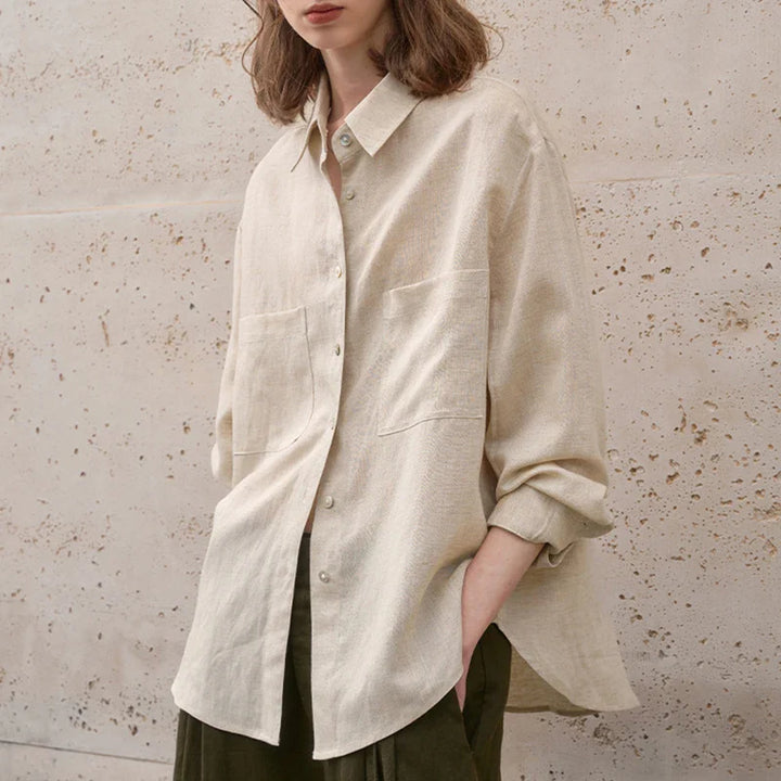 Duttini | Oversized Linen Shirt for Women in White