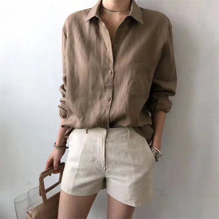 Duttini | Soft Linen Open Collar Shirt