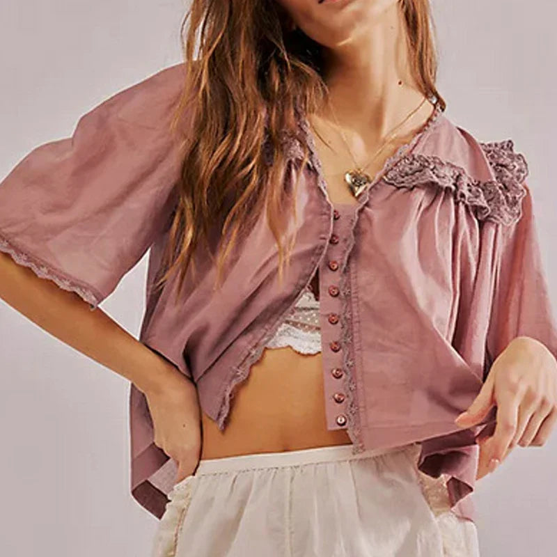 Duttini | Ruffle Blouse for Women in Lightweight Fabric