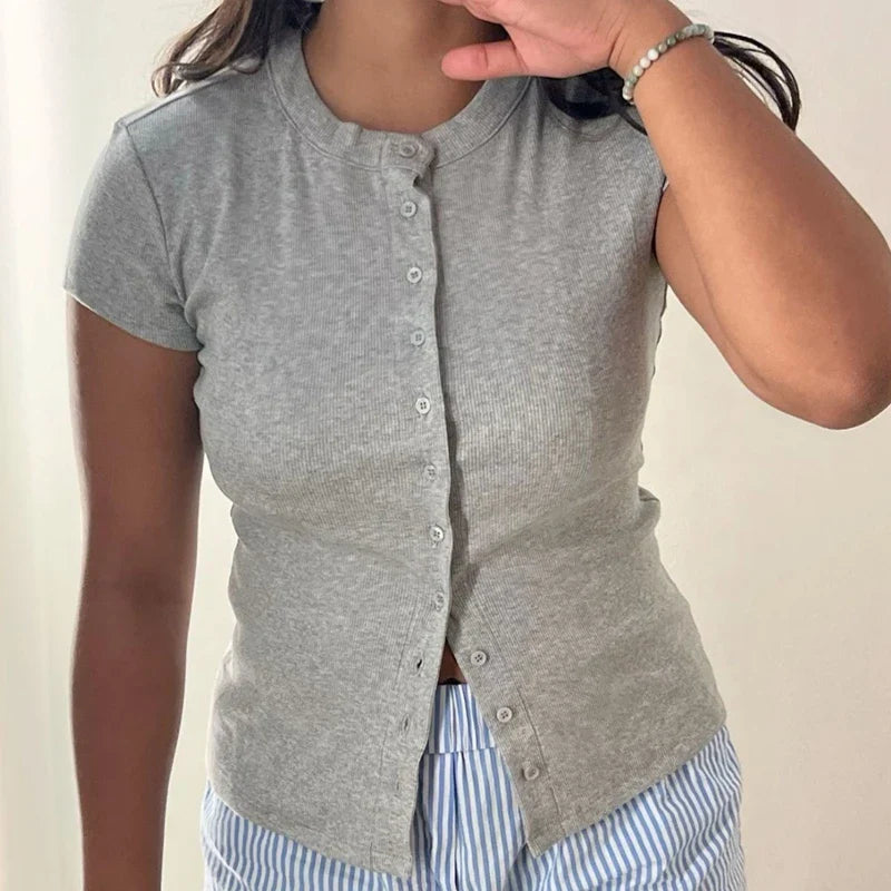 Duttini | Snapfront Knit Top for Women