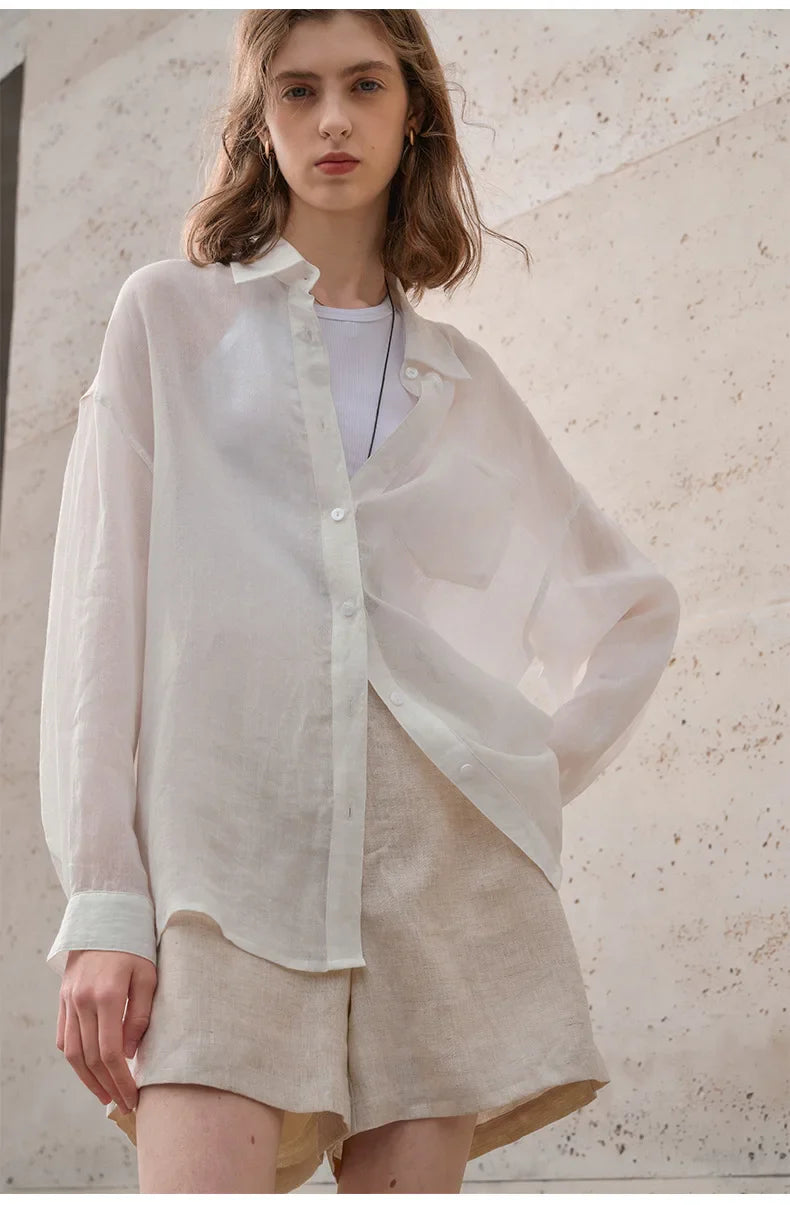 Duttini | Sheer Ramie Oversized Shirt