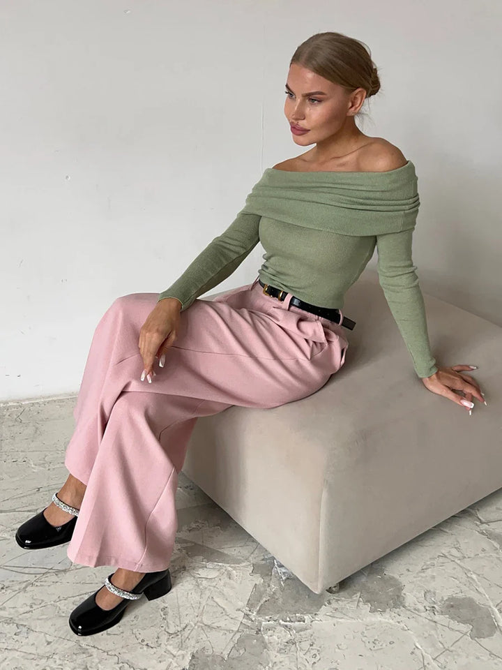 Duttini | Off-Shoulder Knit Top for Women in Black