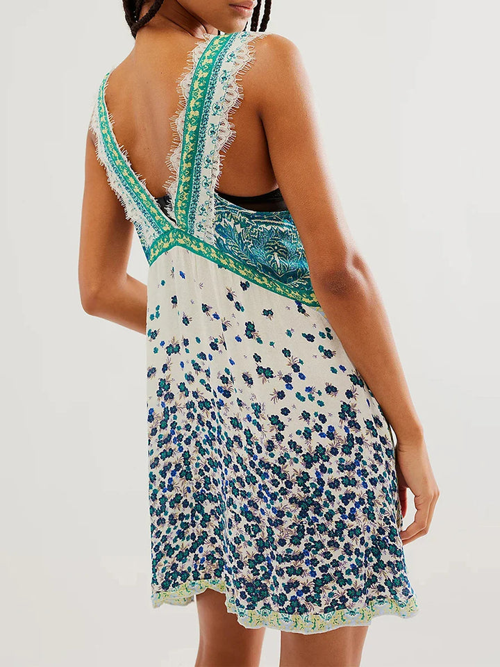 Duttini | Lace-Trim Floral Mini Dress