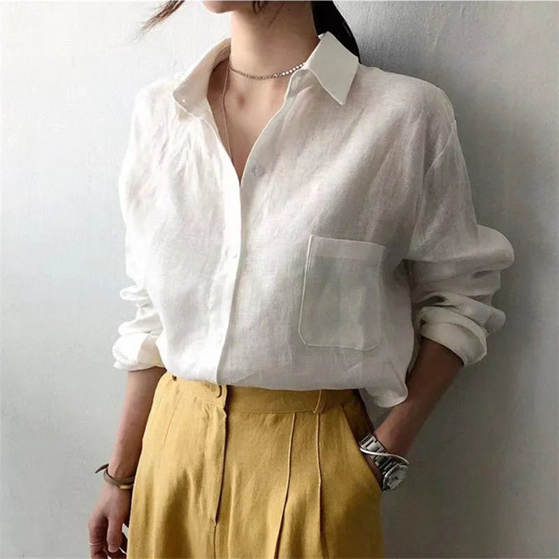 Duttini | Soft Linen Open Collar Shirt