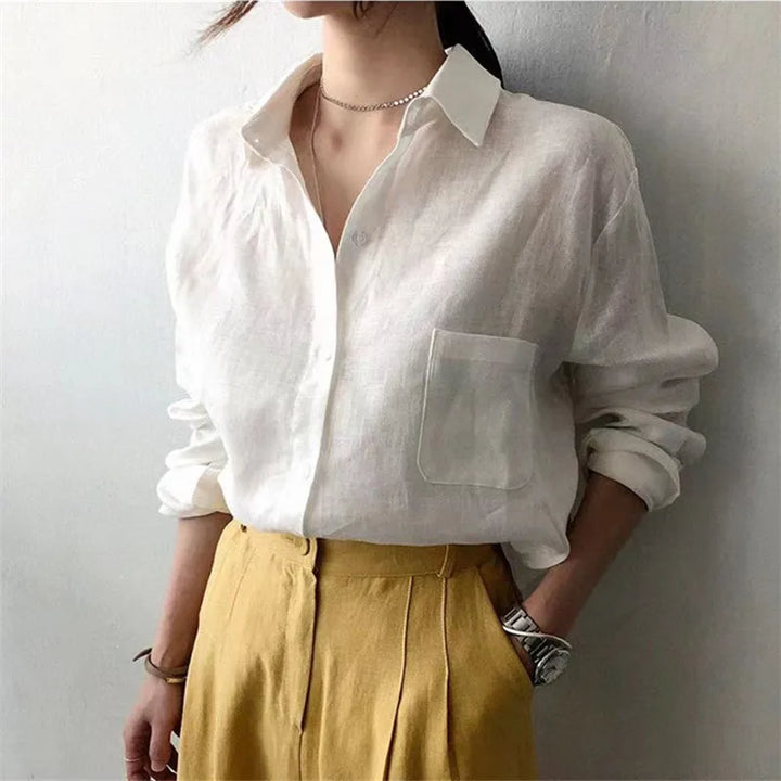 Duttini | Soft Linen Open Collar Shirt