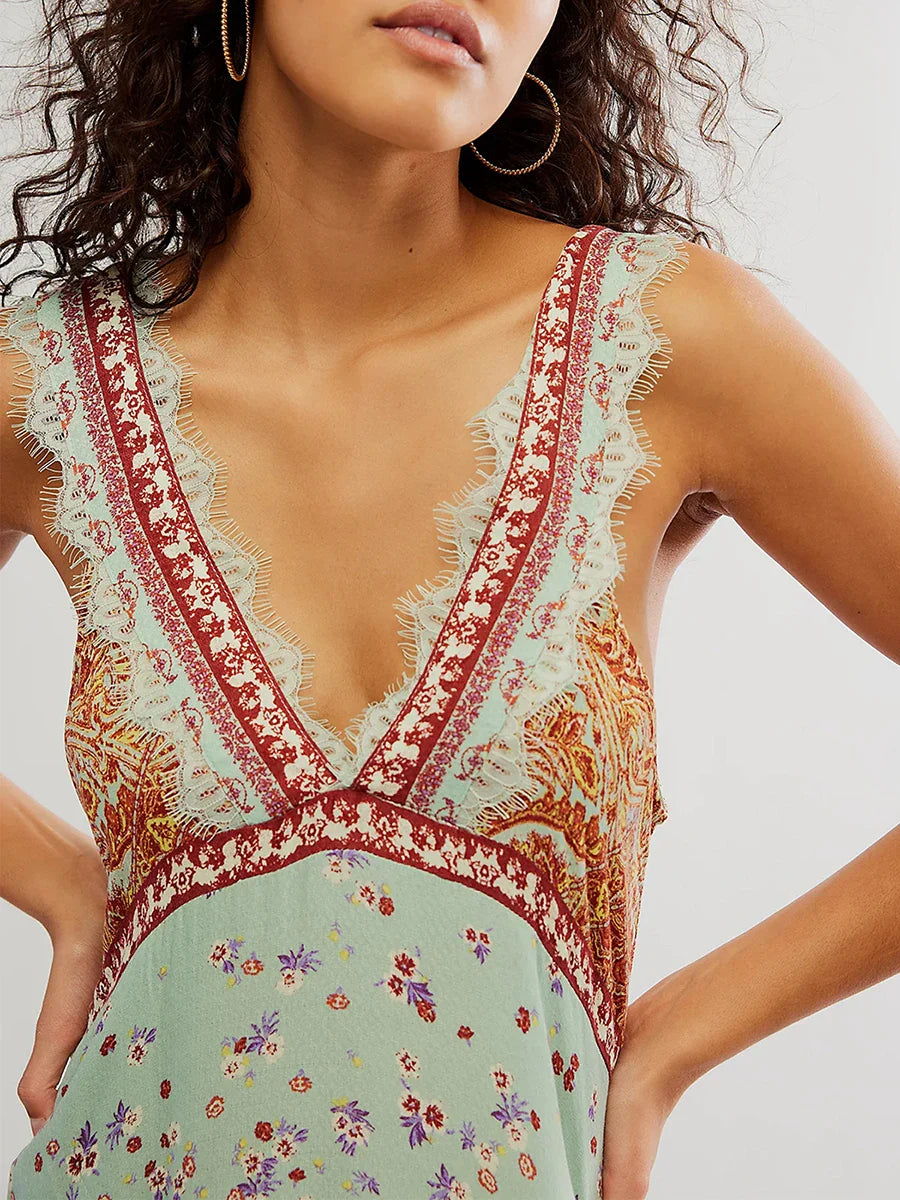 Duttini | Lace-Trim Floral Mini Dress