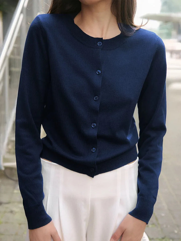 Duttini | Knit Button Cardigan for Women in Soft Fabric, Relaxed Fit, Cream Color