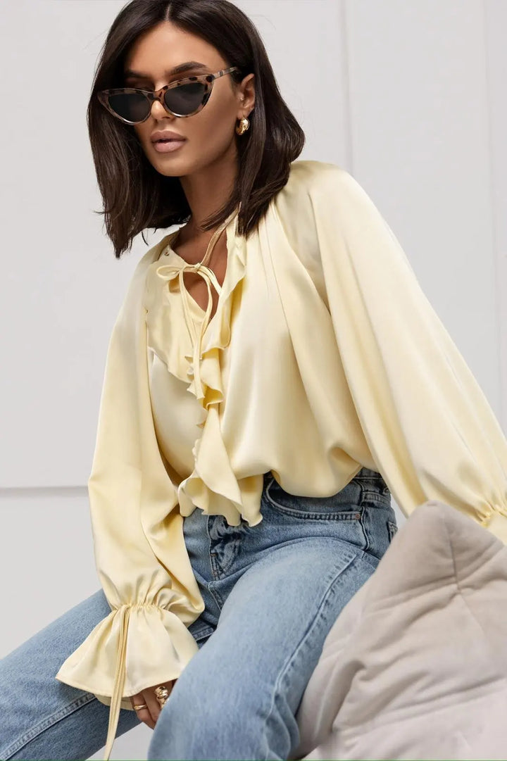 Duttini | Satin Ruffle Blouse for Women
