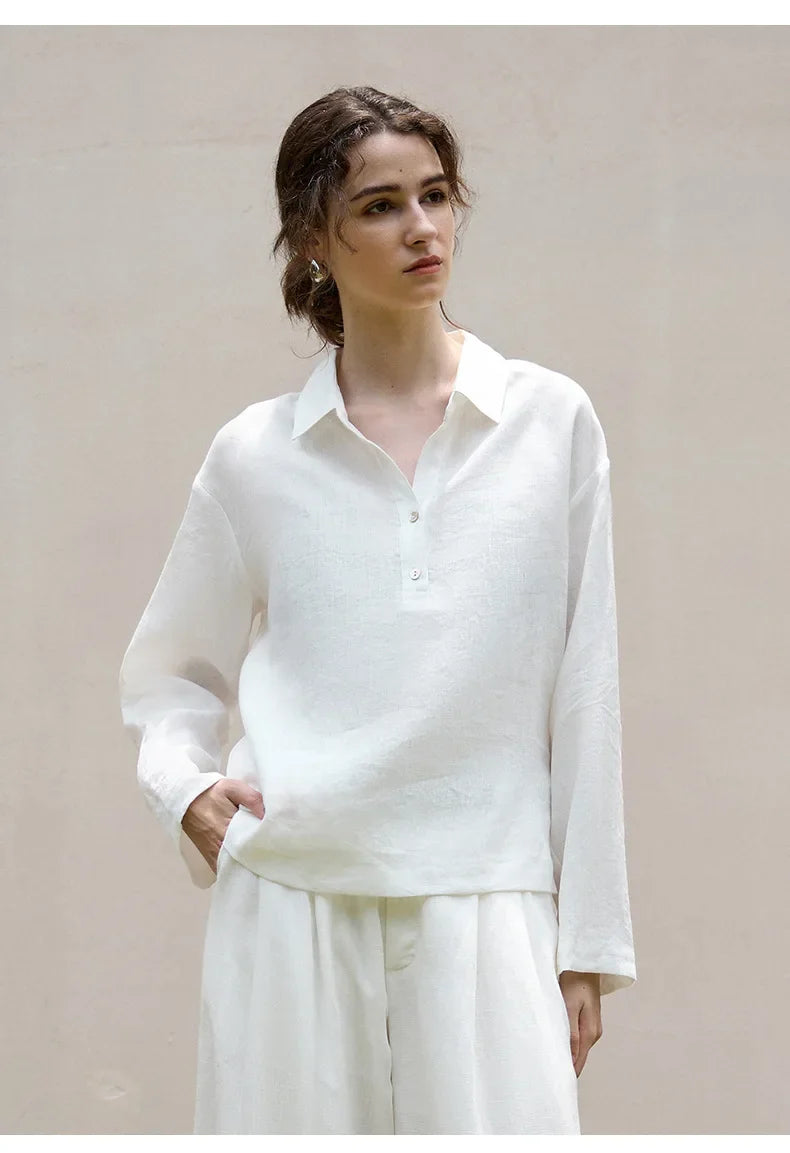Duttini | Linen Pullover for Men with Polo Collar