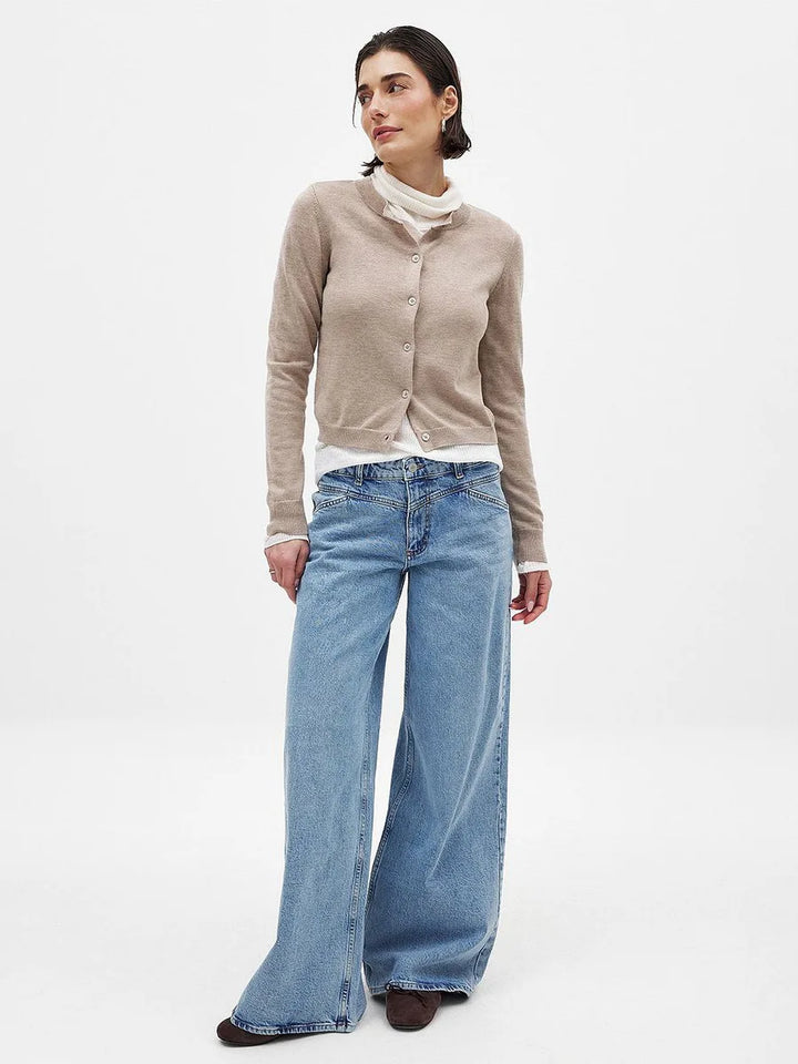 Duttini | Knit Button Cardigan for Women in Soft Fabric, Relaxed Fit, Cream Color
