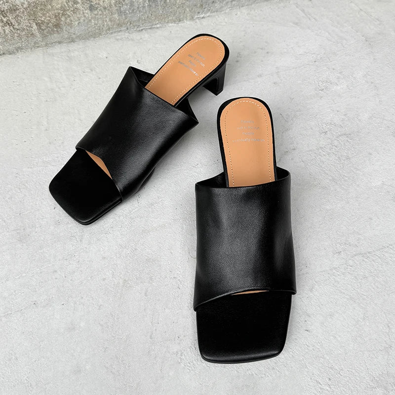 Duttini | Red Leather Heeled Mules