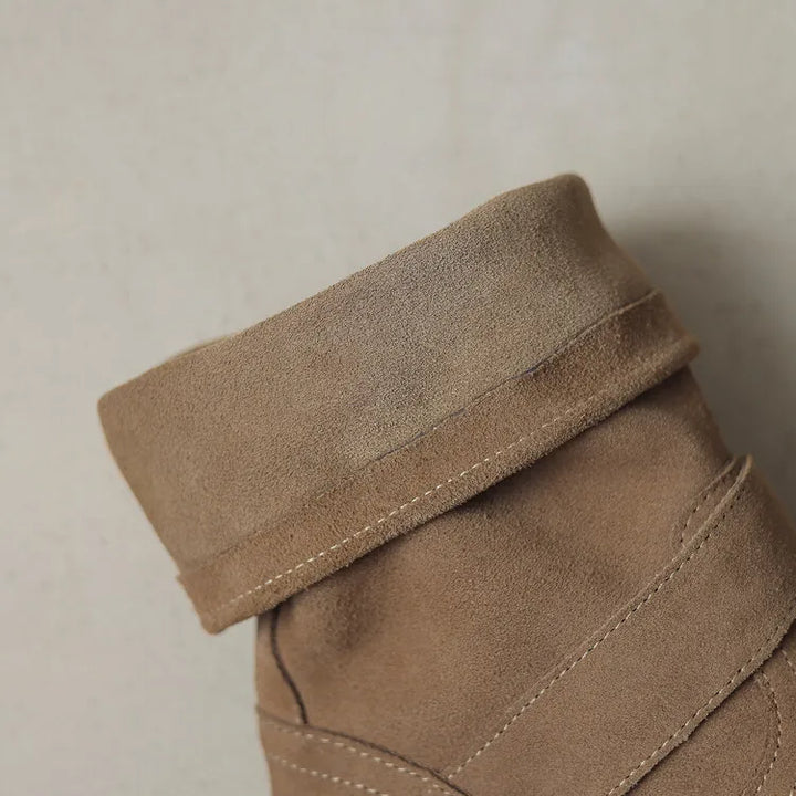 Duttini | Suede Buckle Boots in Black