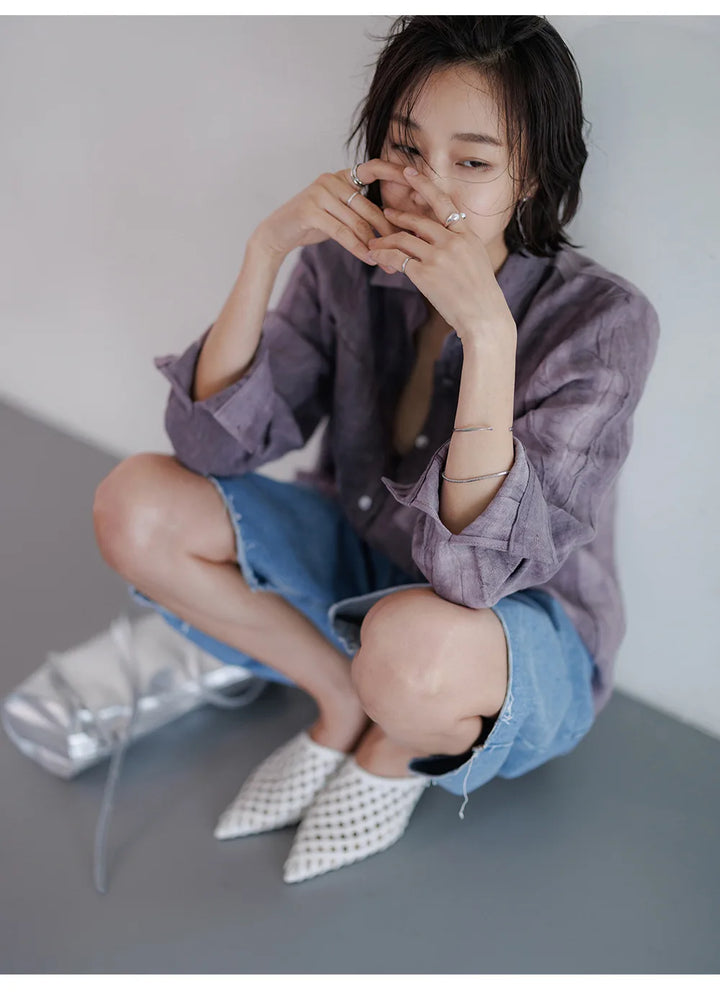 Duttini | Pleated Linen Button Shirt