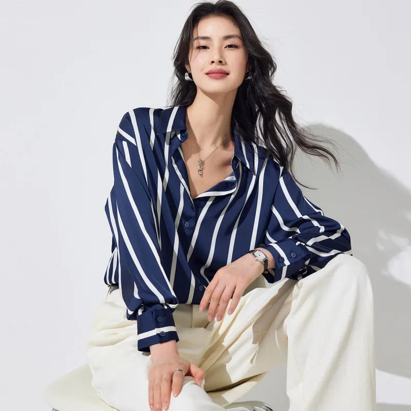 Duttini | Stripe Satin Blouse for Women
