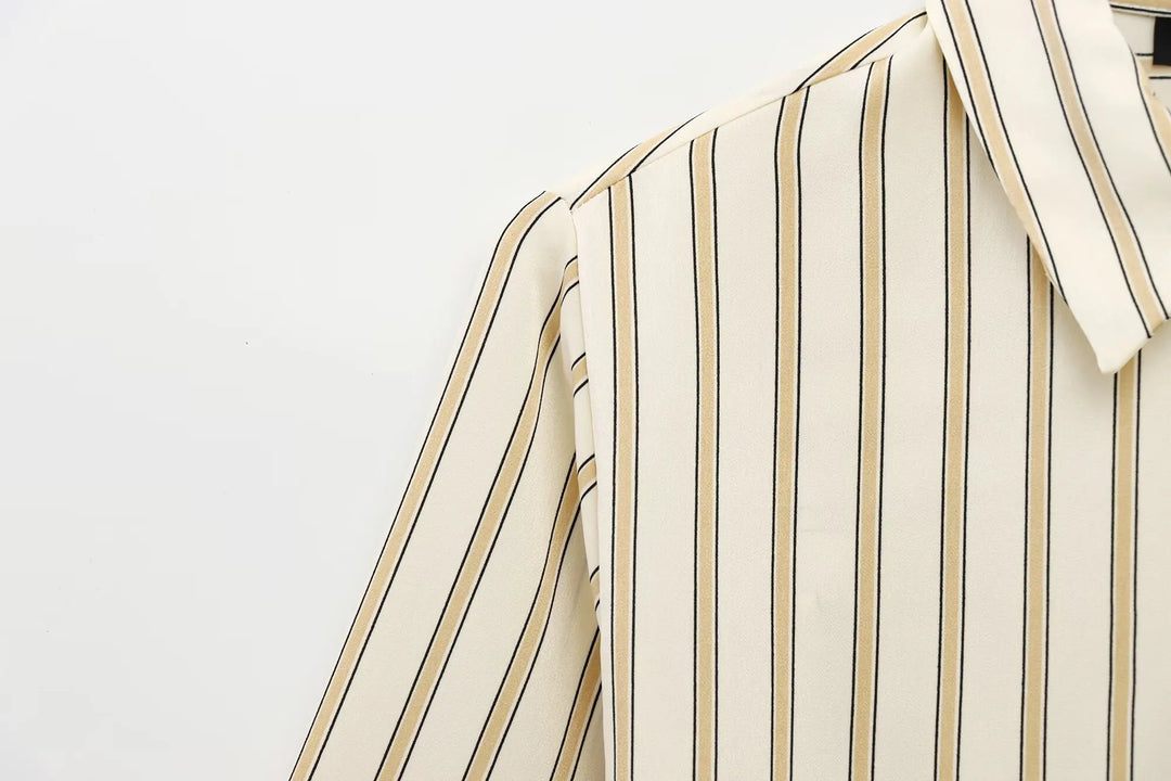Duttini | Striped Button-Up Blouse for Women in Cotton Blend