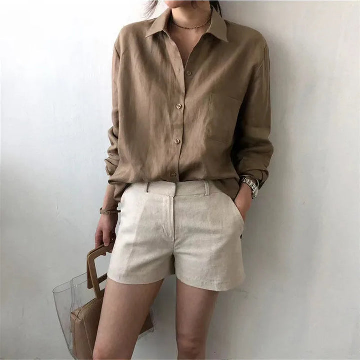 Duttini | Soft Linen Open Collar Shirt