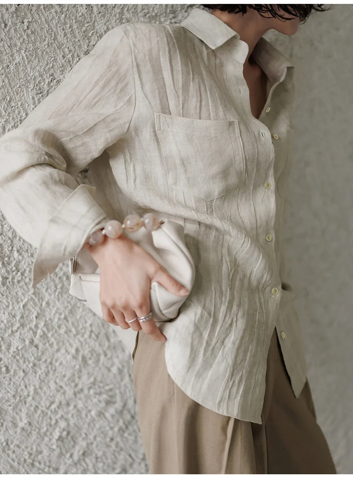 Duttini | Pleated Linen Button Shirt