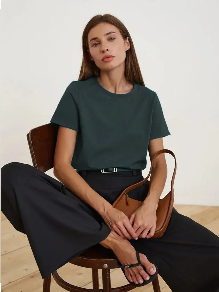 Duttini | Cotton Tee for Women in White, Casual Fit