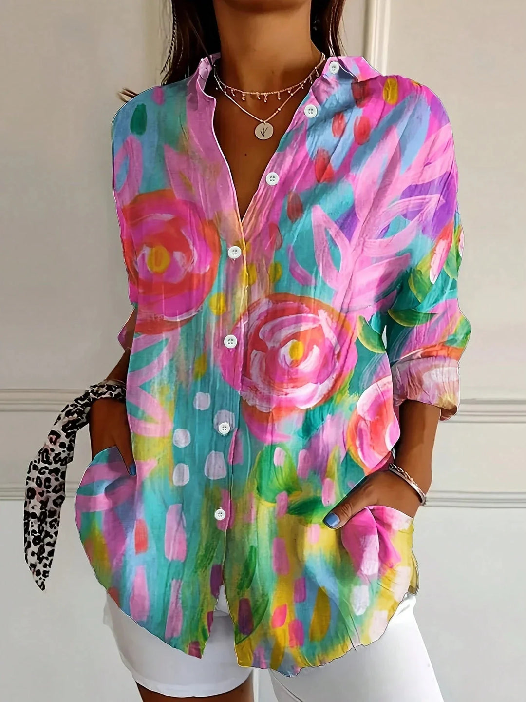 Duttini | Elegant Colorful Blouse With Playful Print for a Polished Look