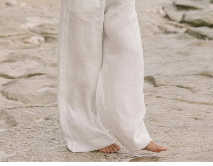 Duttini | Linen Wide Leg Pant for Women in Ruffle Style