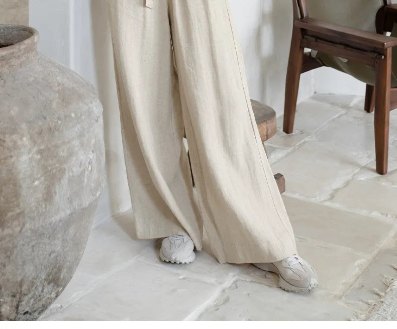 Duttini | Linen Wide Leg Pant for Women in Ruffle Style