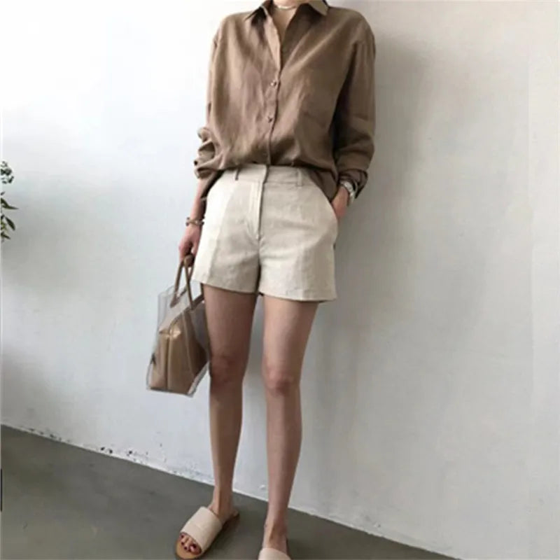 Duttini | Soft Linen Open Collar Shirt