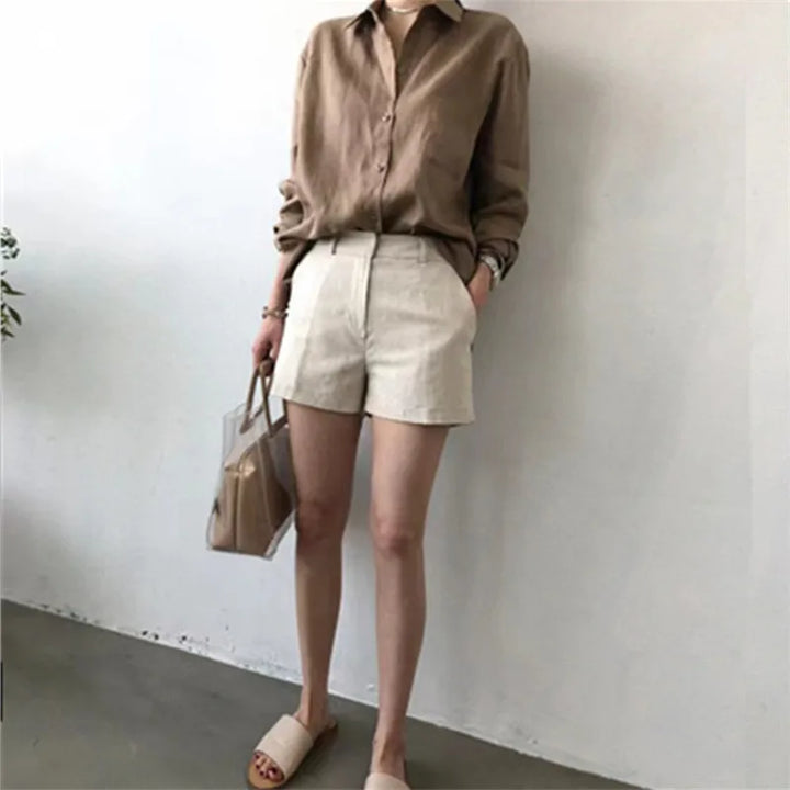 Duttini | Soft Linen Open Collar Shirt