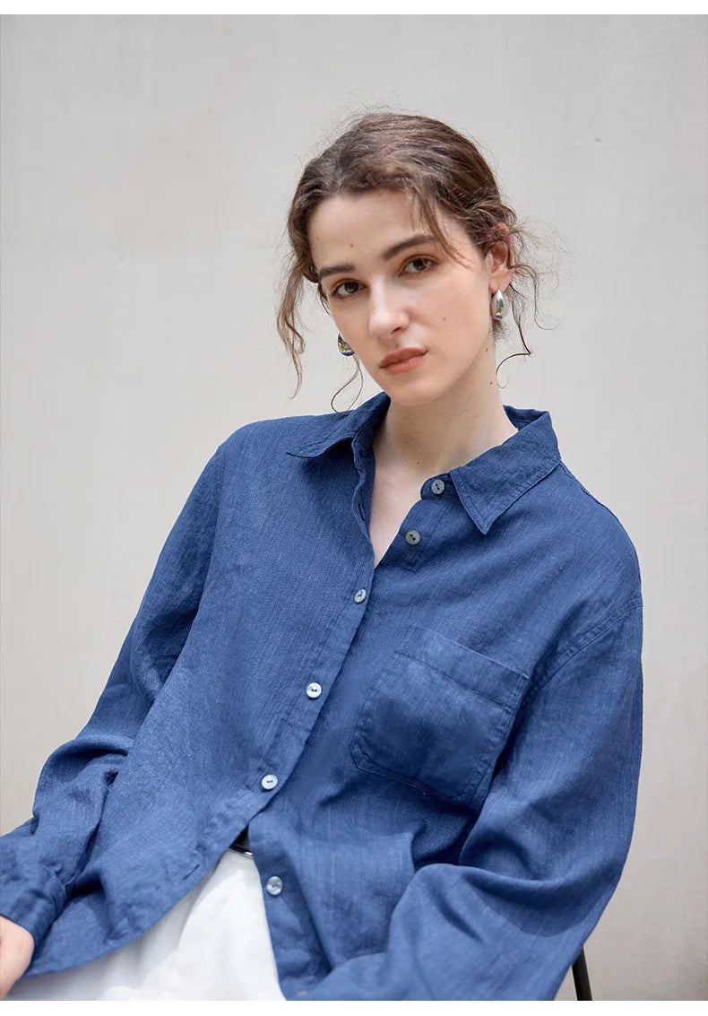 Duttini | Linen Everyday Shirt for Men in Indigo