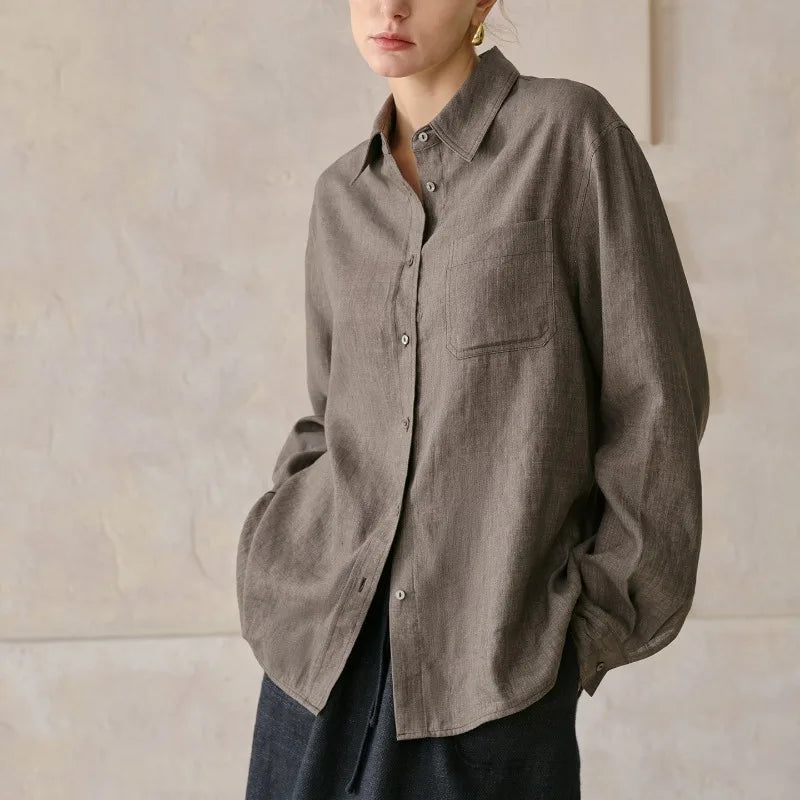 Duttini | Linen Shirt for Men in Classic Fit, White