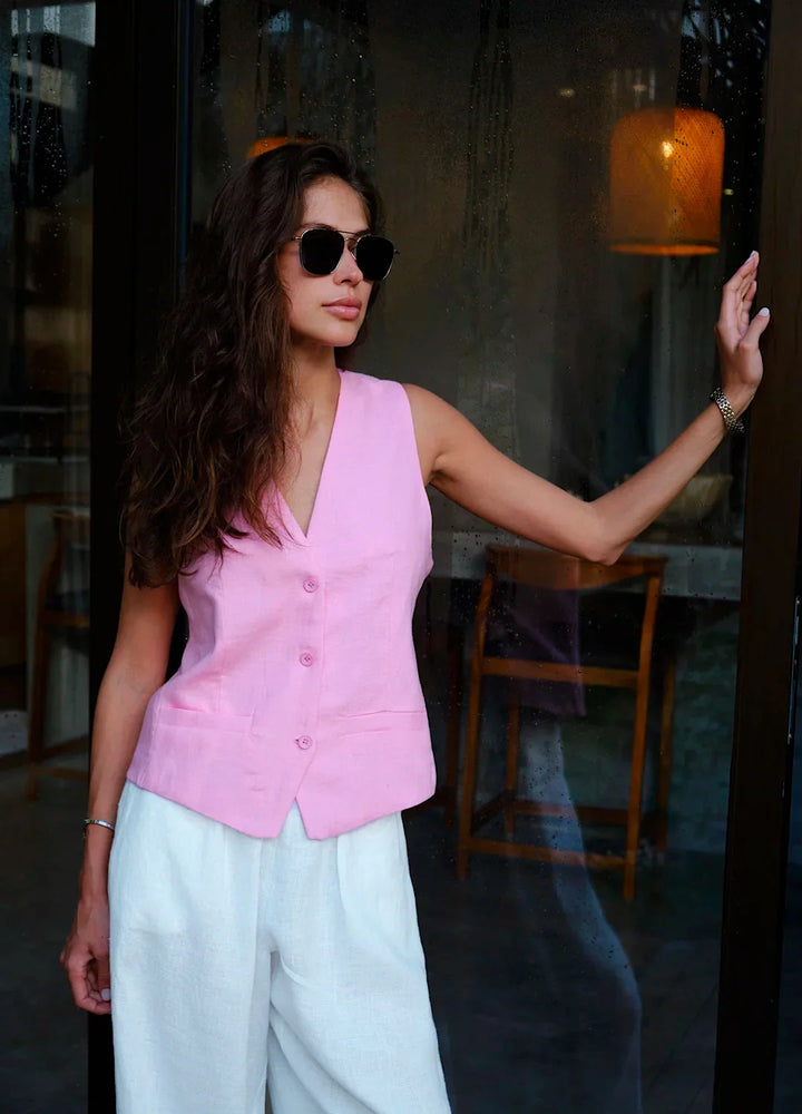 Duttini | Linen Wide-Leg Trousers for Women in Natural Color