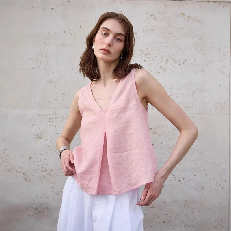 Duttini | Linen Reversible Vest for Men in Chambray