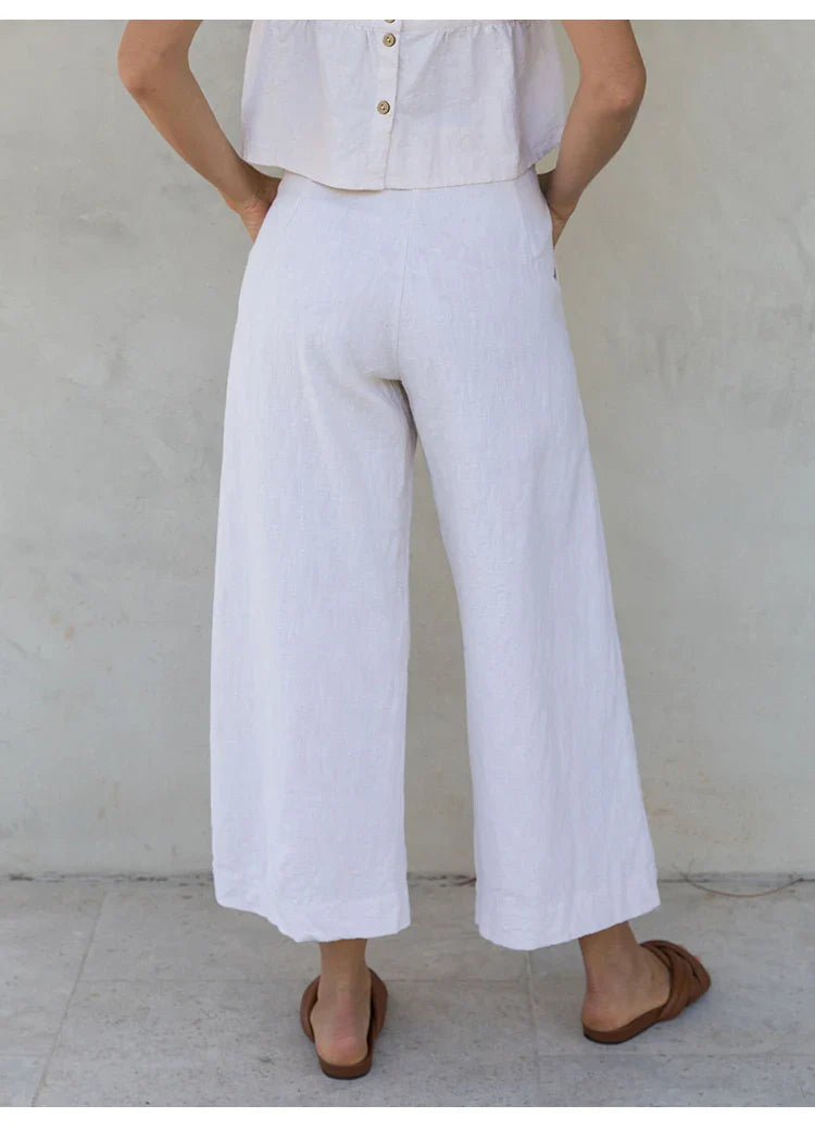 Duttini | Pleated Linen Culotte Pant for Women