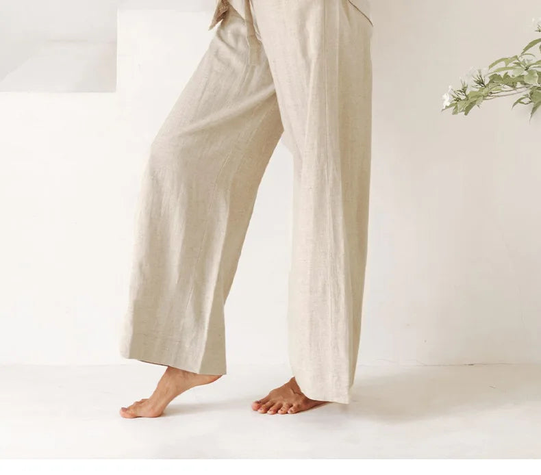 Duttini | Linen Wide Leg Pant for Women in Ruffle Style