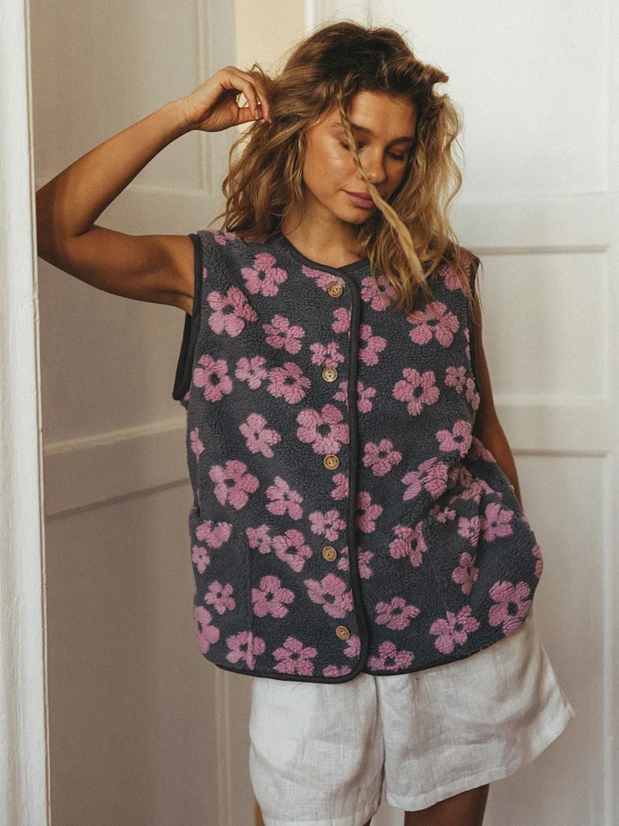 Duttini | Floral Fleece Vest for Women