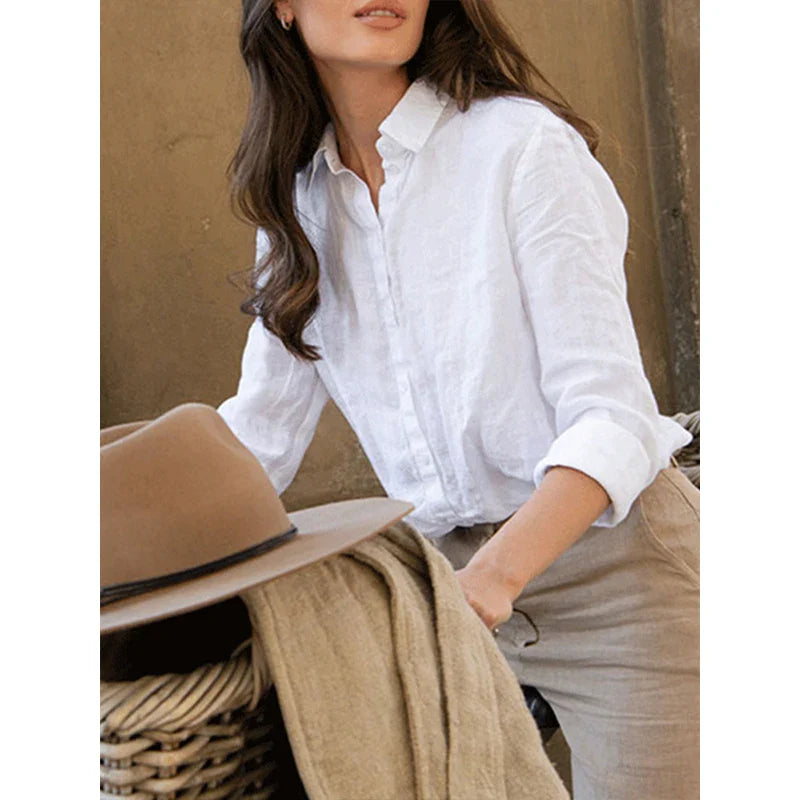 Duttini | Linen Blouse for Women in White