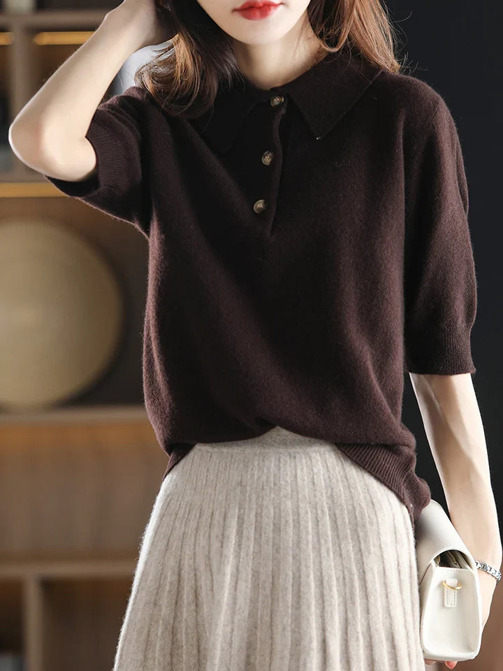Duttini | Wool Polo Sweater for Women in Classic Fit, Navy