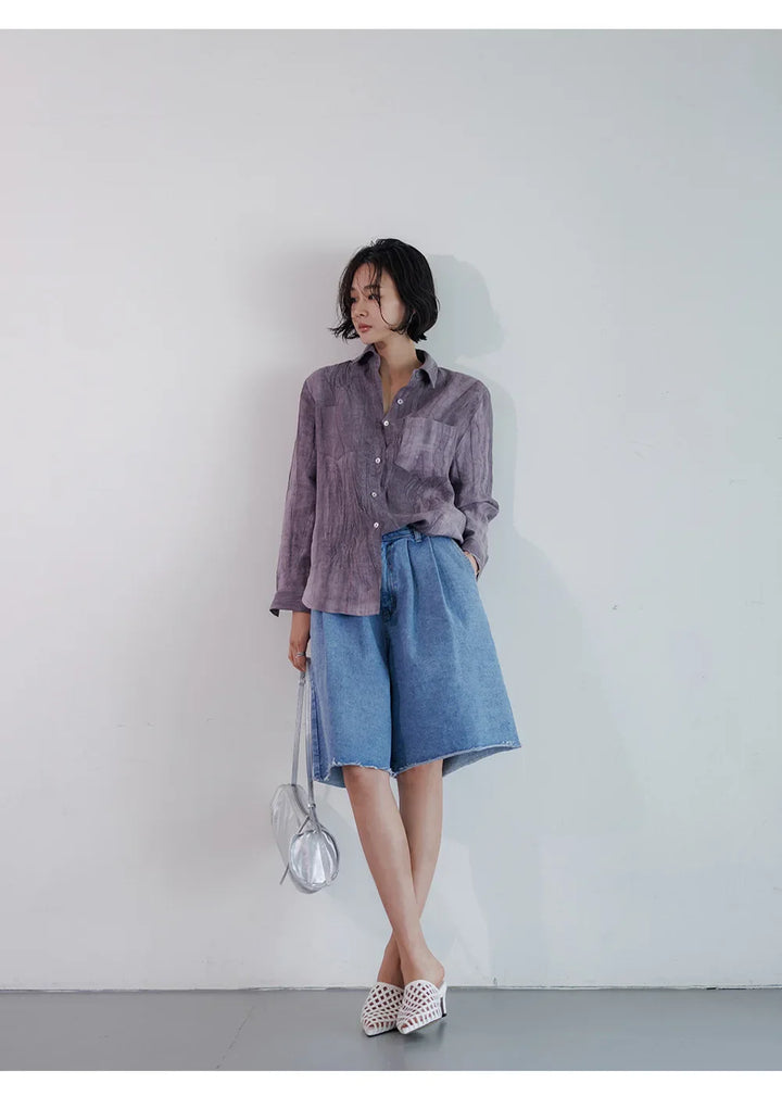Duttini | Pleated Linen Button Shirt