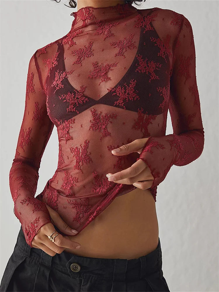 Duttini | Lace Transparent Top for Women