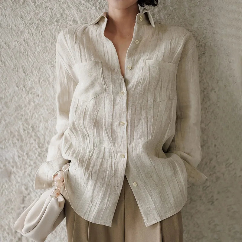 Duttini | Pleated Linen Button Shirt