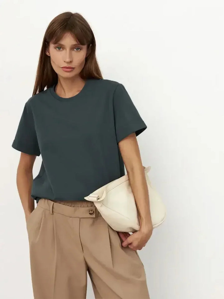 Duttini | Cotton Tee for Women in White, Casual Fit