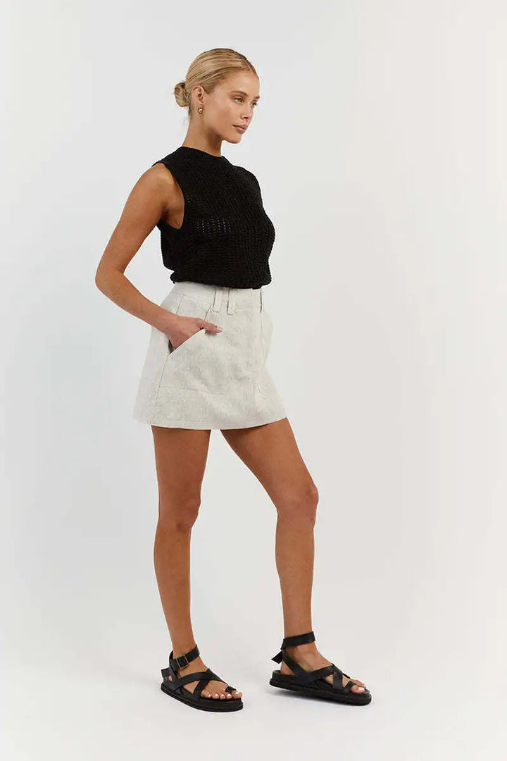 Duttini | Hollow Knit Tank for Women in Cream