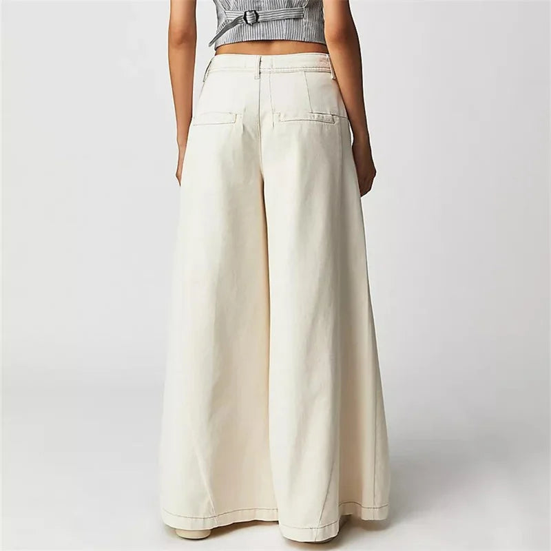 Duttini | Pleated Wide-Leg Jeans for Women in Denim Blue