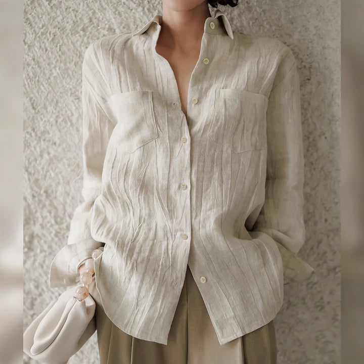 Duttini | Pleated Linen Button Shirt