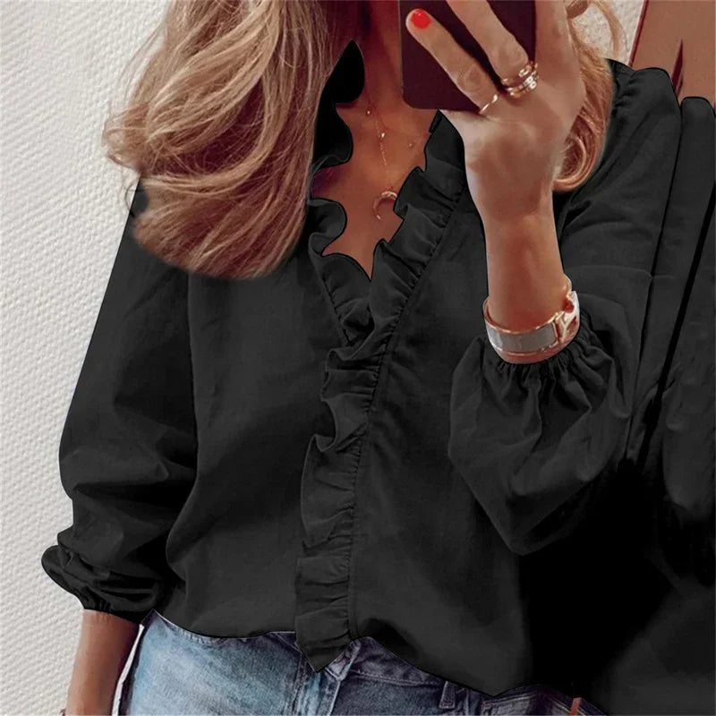 Duttini | Feminine Blouse With Playful Ruffles with a Timeless Finish