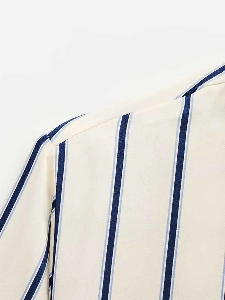 Duttini | Striped Button-Up Blouse for Women in Cotton Blend