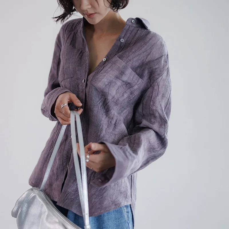 Duttini | Pleated Linen Button Shirt